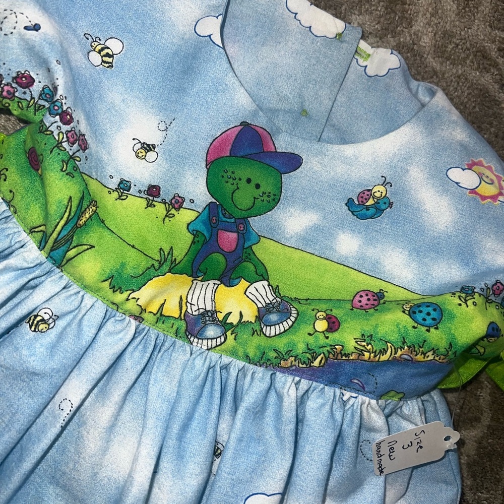 Children's Blue Cartoon Frog Dress